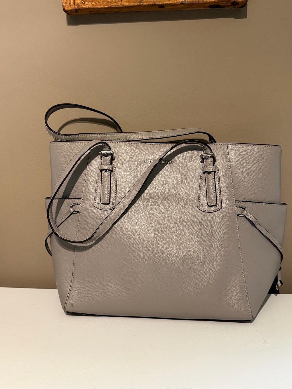 Michael Kors Light Gray Saffiano Leather Tote